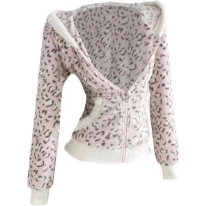 image:imageSOLY HUX Leopard Print Zip Up Hoodies for Women Cheetah Fleece Sweatshirts Fitted Jacket Y2K Hoodies for Teen GirlsLight Pink Leopard