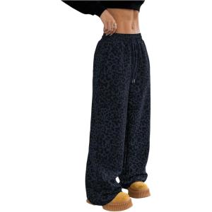image:imageSOLY HUX Wide Leg Jeans for Women Leopard Print Y2K Pants Elastic Waist Baggy Casual Loose Trousers with PocketsDark Blue
