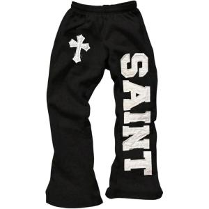 image:imageSOLY HUX Womens Graphic Sweatpants Y2k Gothic Elastic High Waisted Baggy Wide Leg Pants StreetwearBlack Letter