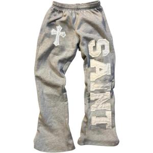 image:imageSOLY HUX Womens Graphic Sweatpants Y2k Gothic Elastic High Waisted Baggy Wide Leg Pants StreetwearGrey Letter