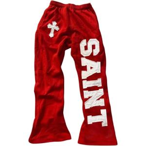 image:imageSOLY HUX Womens Graphic Sweatpants Y2k Gothic Elastic High Waisted Baggy Wide Leg Pants StreetwearRed Letter