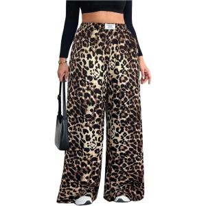 image:imageSOLY HUX Womens Plus Size Leopard Pants Cheetah Print High Waisted Baggy Wide Leg Pants Trousers with PocketsMulticolor Cheetah