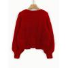 image:imageSOLY HUX Cardigan Sweaters for Women Cropped Tie Front Bow Lightweight Cardigan Long Sleeve Trendy Fall ShrugsPure Red