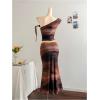 image:imageSOLY HUX Womens 2 Piece Outfit Floral Mesh Ruched One Shoulder Crop Tank Top and Bodycon Maxi Skirt SetBrown Tie Dye
