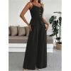 image:imageSOLY HUX Womens 2 Piece Summer Outfit Button Down Peplum Cami Top and Wide Leg Pants SetPure Black