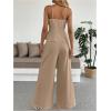 image:imageSOLY HUX Womens 2 Piece Summer Outfit Button Down Peplum Cami Top and Wide Leg Pants SetPure Khaki