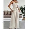 image:imageSOLY HUX Womens 2 Piece Summer Outfit Button Down Peplum Cami Top and Wide Leg Pants SetSolid White