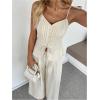 image:imageSOLY HUX Womens 2 Piece Summer Outfit Button Down Peplum Cami Top and Wide Leg Pants SetSolid White