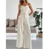 image:imageSOLY HUX Womens 2 Piece Summer Outfit Button Down Peplum Cami Top and Wide Leg Pants SetSolid White