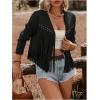 image:imageSOLY HUX Womens Faux Suede Fringe Trim Long Sleeve Open Front Cardigan Jacket Western Concert OutfitsPlain Black