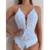 image:imageSOLY HUX Womens Floral Lace Scalloped Trim Criss Cross Back Lingerie Teddy BodysuitPlain Light Blue