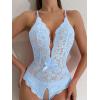 image:imageSOLY HUX Womens Floral Lace Scalloped Trim Criss Cross Back Lingerie Teddy BodysuitPlain Light Blue