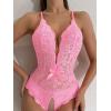 image:imageSOLY HUX Womens Floral Lace Scalloped Trim Criss Cross Back Lingerie Teddy BodysuitPlain Light Pink