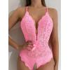 image:imageSOLY HUX Womens Floral Lace Scalloped Trim Criss Cross Back Lingerie Teddy BodysuitPlain Light Pink