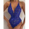 image:imageSOLY HUX Womens Floral Lace Scalloped Trim Criss Cross Back Lingerie Teddy BodysuitPlain Royal Blue