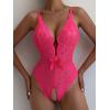 image:imageSOLY HUX Womens Floral Lace Scalloped Trim Criss Cross Back Lingerie Teddy BodysuitPure Hotpink