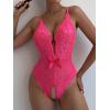 image:imageSOLY HUX Womens Floral Lace Scalloped Trim Criss Cross Back Lingerie Teddy BodysuitPure Hotpink