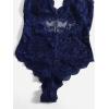 image:imageSOLY HUX Womens Floral Lace Scalloped Trim Criss Cross Back Lingerie Teddy BodysuitSolid Navy Blue