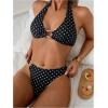 image:imageSOLY HUX Womens Halter Bikini Set V Neck Ring Linked Bathing Suit Summer Beach Two Piece SwimsuitBlack Polka Dots
