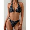 image:imageSOLY HUX Womens Halter Bikini Set V Neck Ring Linked Bathing Suit Summer Beach Two Piece SwimsuitBlack Polka Dots