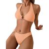 image:imageSOLY HUX Womens Halter Bikini Set V Neck Ring Linked Bathing Suit Summer Beach Two Piece SwimsuitSolid Orange