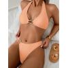 image:imageSOLY HUX Womens Halter Bikini Set V Neck Ring Linked Bathing Suit Summer Beach Two Piece SwimsuitSolid Orange