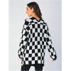 image:imageSOLY HUX Womens Long Sleeve Oversized Sweater Checkered Cardigan Open Front Outerwear TopsBlack and White