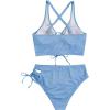image:imageSOLY HUX Womens Plus Size Bikini Set Sexy Swimsuit Lace Up Tummy Control 2 Piece Bathing SuitGlitter Light Blue