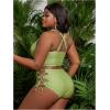 image:imageSOLY HUX Womens Plus Size Bikini Set Sexy Swimsuit Lace Up Tummy Control 2 Piece Bathing SuitGlitter Olive Green