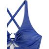 image:imageSOLY HUX Womens Plus Size Bikini Set Sexy Swimsuit Lace Up Tummy Control 2 Piece Bathing SuitPlain Blue