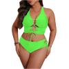 image:imageSOLY HUX Womens Plus Size Bikini Set Sexy Swimsuit Lace Up Tummy Control 2 Piece Bathing SuitPlain Green