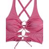 image:imageSOLY HUX Womens Plus Size Bikini Set Sexy Swimsuit Lace Up Tummy Control 2 Piece Bathing SuitPlain Pink