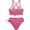 image:imageSOLY HUX Womens Plus Size Bikini Set Sexy Swimsuit Lace Up Tummy Control 2 Piece Bathing SuitPlain Pink