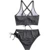 image:imageSOLY HUX Womens Plus Size Bikini Set Sexy Swimsuit Lace Up Tummy Control 2 Piece Bathing SuitPlain Silver