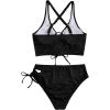 image:imageSOLY HUX Womens Plus Size Bikini Set Sexy Swimsuit Lace Up Tummy Control 2 Piece Bathing SuitPure Black