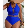 image:imageSOLY HUX Womens Plus Size Bikini Set Sexy Swimsuit Lace Up Tummy Control 2 Piece Bathing SuitPure Royal Blue