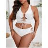 image:imageSOLY HUX Womens Plus Size Bikini Set Sexy Swimsuit Lace Up Tummy Control 2 Piece Bathing SuitPure White