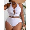 image:imageSOLY HUX Womens Plus Size Bikini Set Sexy Swimsuit Lace Up Tummy Control 2 Piece Bathing SuitPure White