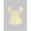 image:imageSOLY HUX Womens Square Neck Short Sleeve Peplum Tops Tie Front Summer Teen Girls Babydoll Top T ShirtLight Yellow