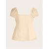 image:imageSOLY HUX Womens Square Neck Short Sleeve Peplum Tops Tie Front Summer Teen Girls Babydoll Top T ShirtSolid Apricot