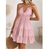 image:imageSOLY HUX Womens Summer Mini Dress Halter Backless Sleeveless A Line Ruffle Hem Flowy Cami Dresses SundressPure Light Pink