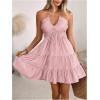 image:imageSOLY HUX Womens Summer Mini Dress Halter Backless Sleeveless A Line Ruffle Hem Flowy Cami Dresses SundressPure Light Pink