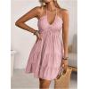 image:imageSOLY HUX Womens Summer Mini Dress Halter Backless Sleeveless A Line Ruffle Hem Flowy Cami Dresses SundressPure Light Pink