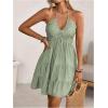 image:imageSOLY HUX Womens Summer Mini Dress Halter Backless Sleeveless A Line Ruffle Hem Flowy Cami Dresses SundressPure Mint Green
