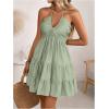 image:imageSOLY HUX Womens Summer Mini Dress Halter Backless Sleeveless A Line Ruffle Hem Flowy Cami Dresses SundressPure Mint Green