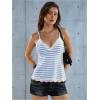 image:imageSOLY HUX Womens Y2K Lace Cami Sleeveless Striped Spaghetti Strap Camisole Gothic Babydoll TopsBlue White Striped