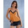 image:imageSOLY HUX Womens Y2K Lace Cami Sleeveless Striped Spaghetti Strap Camisole Gothic Babydoll TopsBrown Multi