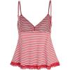 image:imageSOLY HUX Womens Y2K Lace Cami Sleeveless Striped Spaghetti Strap Camisole Gothic Babydoll TopsRed White Striped