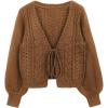 image:imageSOLY HUX Cardigan Sweaters for Women Cropped Tie Front Bow Lightweight Cardigan Long Sleeve Trendy Fall ShrugsPure Brown