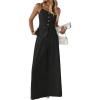 image:imageSOLY HUX Womens 2 Piece Summer Outfit Button Down Peplum Cami Top and Wide Leg Pants SetPure Black